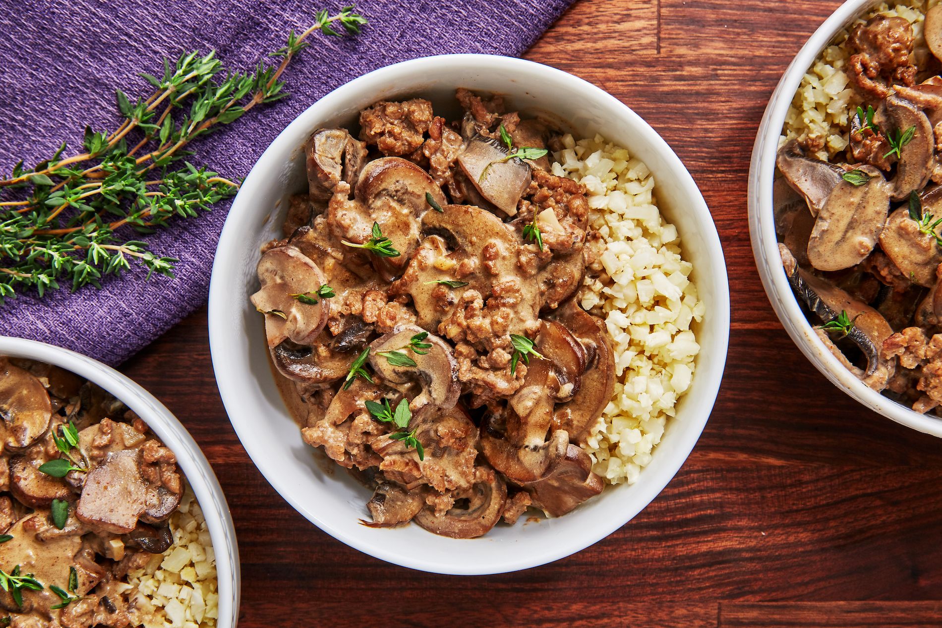 Creamy beef stroganoff dish