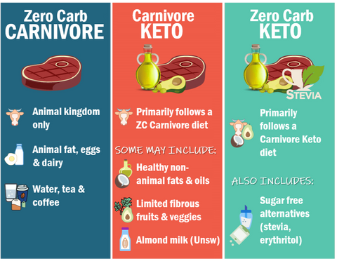 Comparison infographic of Carnivore and Keto Diets